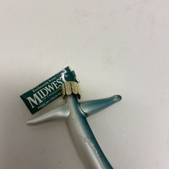 Midwest Of Cannon Falls Vintage Blue Serpent Ornament Hand Blown Glass Czech Rep - Picture 7 of 7